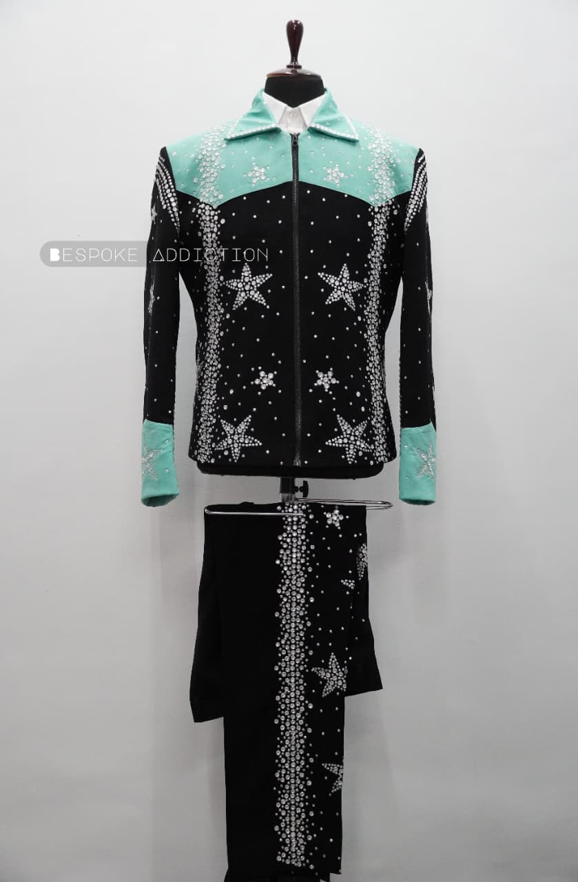 Men Light Pink & Lavender 2Pc Bespoke Rhinestone Embroidered Zipper Country Western Nudie Suit Cowboy Vintage Wedding Party Rockstar Outfit - Image 10