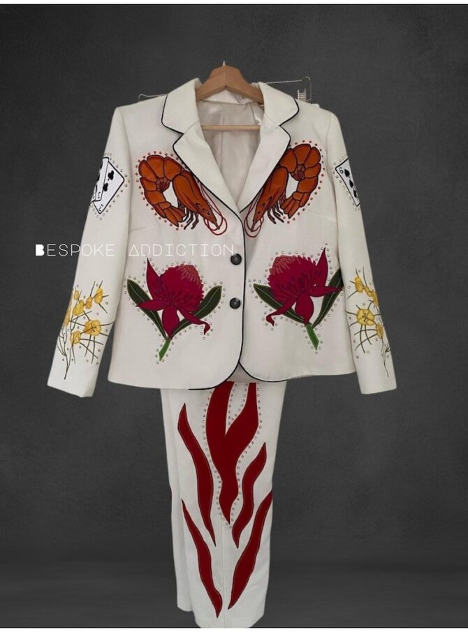 Men White 2Pc Customized Ocean Theme Flames Embroidered With Piping & Rhinestones Country Western Nudie Suit Cowboy Party Wedding Day Outfit - Image 2