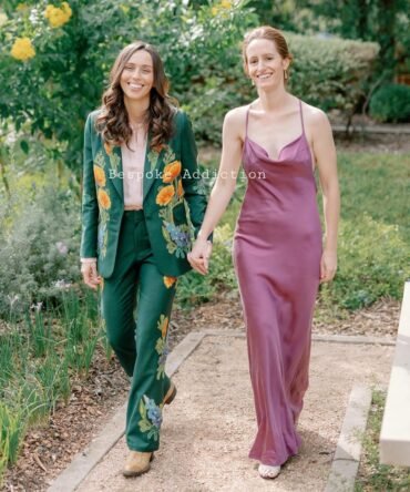 Women Green 2Pc Custom Made Flower Leaf Chainstitch Embroidered Country Western Nudie Suit Wedding Bride Boho Hippie Outfit