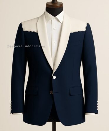 Men Ivory Blue 2Pc Customized Country Western Nudie Suit Cowboy Retro Vintage Stage Concert Rockstar Outfit